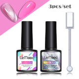 LEMOOC Spar Cat Eye Gel Soak Off Shining Chameleon Lacquers Glitter Bright Silver UV Gel Polish Magnetic Nail Art Varnishes