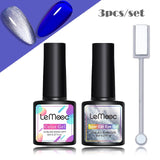 LEMOOC Spar Cat Eye Gel Soak Off Shining Chameleon Lacquers Glitter Bright Silver UV Gel Polish Magnetic Nail Art Varnishes