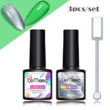 LEMOOC Spar Cat Eye Gel Soak Off Shining Chameleon Lacquers Glitter Bright Silver UV Gel Polish Magnetic Nail Art Varnishes