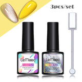 LEMOOC Spar Cat Eye Gel Soak Off Shining Chameleon Lacquers Glitter Bright Silver UV Gel Polish Magnetic Nail Art Varnishes