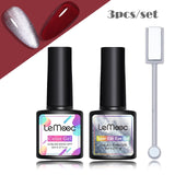 LEMOOC Spar Cat Eye Gel Soak Off Shining Chameleon Lacquers Glitter Bright Silver UV Gel Polish Magnetic Nail Art Varnishes