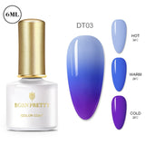 BORN PRETTY Gel Nail Polish Micas Shining Glitter Thermal Sensitive Color Changing Nail Gel 6ml Soak Off UV Gel Base Top Coat