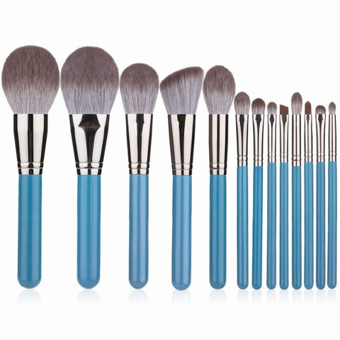 RANCAI Makeup Brushes Set 13pcs with Leather Bag Foundation Powder Blush Eyeshadow Sponge Brush Soft Hair Cosmetic Tools Makeup