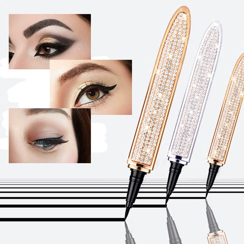 Quick-drying Black Eyeliner Pen Diamond Magic Eyelash Self Adhesive Eye Liner Pencil No Glue Waterproof Eyes Makeup Eyeliner