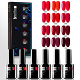 Beautilux Red Color Gel Polish Kit Soak Off UV LED Wine Burgundy Red Cherry Color Nail Gel Polish Set Nails Gels Lacquer 10ml