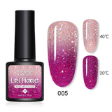 LEMOOC 8.0ml Temperature Change Glitter Color Gel Polish Thermal Effect Nail Varnish Gel Soak off UV LED Gel Lacquers