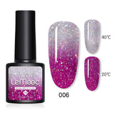 LEMOOC 8.0ml Temperature Change Glitter Color Gel Polish Thermal Effect Nail Varnish Gel Soak off UV LED Gel Lacquers