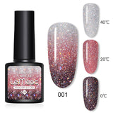 LEMOOC 8.0ml Temperature Change Glitter Color Gel Polish Thermal Effect Nail Varnish Gel Soak off UV LED Gel Lacquers