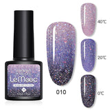 LEMOOC 8.0ml Temperature Change Glitter Color Gel Polish Thermal Effect Nail Varnish Gel Soak off UV LED Gel Lacquers