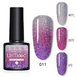 LEMOOC 8.0ml Temperature Change Glitter Color Gel Polish Thermal Effect Nail Varnish Gel Soak off UV LED Gel Lacquers