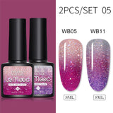 LEMOOC 8.0ml Temperature Change Glitter Color Gel Polish Thermal Effect Nail Varnish Gel Soak off UV LED Gel Lacquers