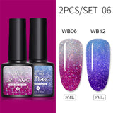 LEMOOC 8.0ml Temperature Change Glitter Color Gel Polish Thermal Effect Nail Varnish Gel Soak off UV LED Gel Lacquers