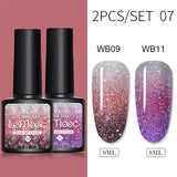 LEMOOC 8.0ml Temperature Change Glitter Color Gel Polish Thermal Effect Nail Varnish Gel Soak off UV LED Gel Lacquers