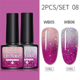 LEMOOC 8.0ml Temperature Change Glitter Color Gel Polish Thermal Effect Nail Varnish Gel Soak off UV LED Gel Lacquers