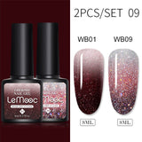 LEMOOC 8.0ml Temperature Change Glitter Color Gel Polish Thermal Effect Nail Varnish Gel Soak off UV LED Gel Lacquers