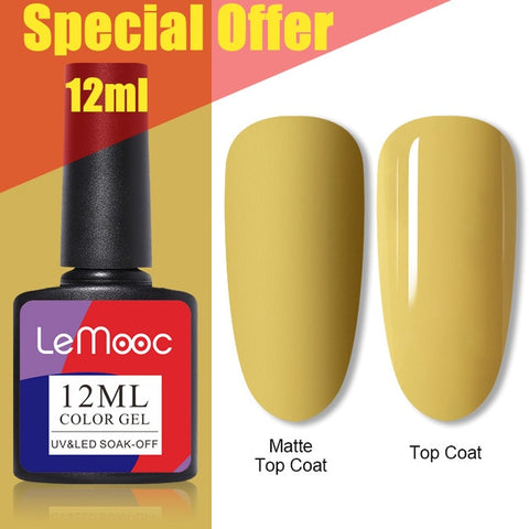 LEMOOC Nail Gel Polish Autumn Winter Color Varnishes Glitter Sequins Soak Off Semi Permanant UV LED Nail Art Hybrid Lacquers