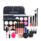 feel Professional Make Up Sets Cosmetics Kit Eyeshadow Lipstick Eyebrow Pencil Lip Gloss Makeup Brush Powder Puff with Bag