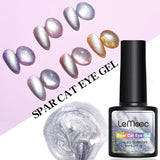 LEMOOC Spar Cat Eye Gel Soak Off Shining Chameleon Lacquers Glitter Bright Silver UV Gel Polish Magnetic Nail Art Varnishes