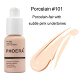 PHOERA Perfect Beauty New 30ml Foundation Soft Matte Long Wear Oil Control Concealer Liquid Foundation Cream Fashion Makeup