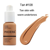 PHOERA Perfect Beauty New 30ml Foundation Soft Matte Long Wear Oil Control Concealer Liquid Foundation Cream Fashion Makeup