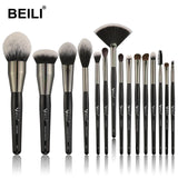 BEILI Luxury Black 2-40pcs Makeup Brushes Set Professional make up brushes set  Natural hair Powder Foundation Contour Fan