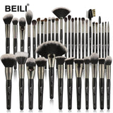 BEILI Luxury Black 2-40pcs Makeup Brushes Set Professional make up brushes set  Natural hair Powder Foundation Contour Fan