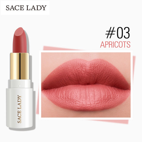 SACE LADY Matte Lipstick Makeup Waterproof Silky Lip Stick Long Lasting Moisture Lipsticks Red Lips 12 Colors Cosmetic Wholesale