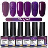 LEMOOC 4/6Pcs Nail Gel Polish Set Colorful Glitter Sequins Effect Gel Varnish Kits Soak Off UV LED Manicures Hybrid Lacquers