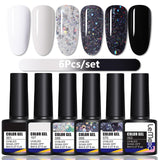 LEMOOC 4/6Pcs Nail Gel Polish Set Colorful Glitter Sequins Effect Gel Varnish Kits Soak Off UV LED Manicures Hybrid Lacquers