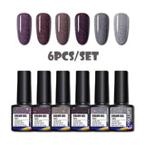 LEMOOC 4/6Pcs Nail Gel Polish Set Colorful Glitter Sequins Effect Gel Varnish Kits Soak Off UV LED Manicures Hybrid Lacquers