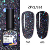 LEMOOC 8ml Glitter Gel Nail Polish Paint Varnishes Lacquers For Nail Art Design Semi Permanent Soak Off Base Top Coat For Nails