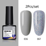 LEMOOC 8ml Glitter Gel Nail Polish Paint Varnishes Lacquers For Nail Art Design Semi Permanent Soak Off Base Top Coat For Nails