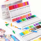 12/18/24/36/48/72/100PCS Colors Fine Liner Drawing Painting Art Marker Pens Dual Tip Brush Pen School Supplies Stationery