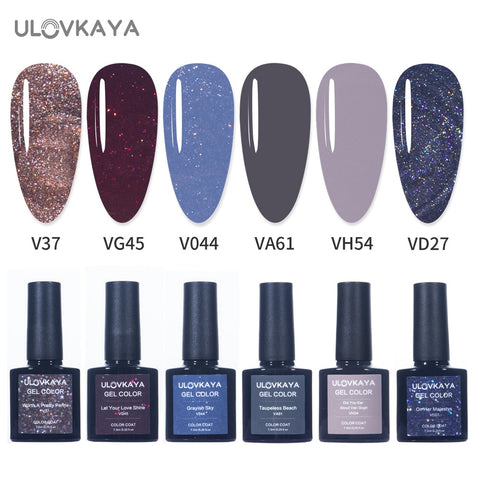 ULOVKAYA 7.3ml Shiny Wine Red Purple UV Nail Gel Polish Semi Permanent Gel Lacquer Soak Off Gel Varnish For Nails Art Design