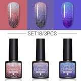 LEMOOC 8.0ml Temperature Change Glitter Color Gel Polish Thermal Effect Nail Varnish Gel Soak off UV LED Gel Lacquers