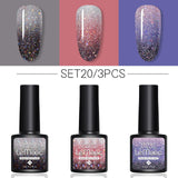 LEMOOC 8.0ml Temperature Change Glitter Color Gel Polish Thermal Effect Nail Varnish Gel Soak off UV LED Gel Lacquers