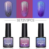 LEMOOC 8.0ml Temperature Change Glitter Color Gel Polish Thermal Effect Nail Varnish Gel Soak off UV LED Gel Lacquers