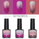 LEMOOC 8.0ml Temperature Change Glitter Color Gel Polish Thermal Effect Nail Varnish Gel Soak off UV LED Gel Lacquers