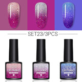 LEMOOC 8.0ml Temperature Change Glitter Color Gel Polish Thermal Effect Nail Varnish Gel Soak off UV LED Gel Lacquers