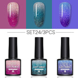 LEMOOC 8.0ml Temperature Change Glitter Color Gel Polish Thermal Effect Nail Varnish Gel Soak off UV LED Gel Lacquers