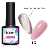 LEMOOC Spar Cat Eye Gel Soak Off Shining Chameleon Lacquers Glitter Bright Silver UV Gel Polish Magnetic Nail Art Varnishes