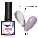 LEMOOC Spar Cat Eye Gel Soak Off Shining Chameleon Lacquers Glitter Bright Silver UV Gel Polish Magnetic Nail Art Varnishes