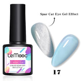 LEMOOC Spar Cat Eye Gel Soak Off Shining Chameleon Lacquers Glitter Bright Silver UV Gel Polish Magnetic Nail Art Varnishes