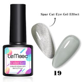 LEMOOC Spar Cat Eye Gel Soak Off Shining Chameleon Lacquers Glitter Bright Silver UV Gel Polish Magnetic Nail Art Varnishes