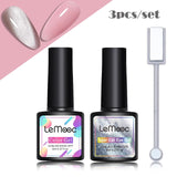 LEMOOC Spar Cat Eye Gel Soak Off Shining Chameleon Lacquers Glitter Bright Silver UV Gel Polish Magnetic Nail Art Varnishes