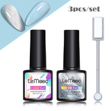 LEMOOC Spar Cat Eye Gel Soak Off Shining Chameleon Lacquers Glitter Bright Silver UV Gel Polish Magnetic Nail Art Varnishes