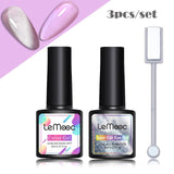 LEMOOC Spar Cat Eye Gel Soak Off Shining Chameleon Lacquers Glitter Bright Silver UV Gel Polish Magnetic Nail Art Varnishes