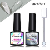 LEMOOC Spar Cat Eye Gel Soak Off Shining Chameleon Lacquers Glitter Bright Silver UV Gel Polish Magnetic Nail Art Varnishes