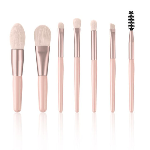 S'AGAPO 8pcs Mini Matte Makeup brushes set Wooden handle Eyeshadow Eyebrow Foundation Blush Loose powder Lips Face Makeup tools