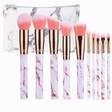 Professional 10pcs Marble Makeup Brushes Set Soft Foundation Powder Eyeshadow Brush Beauty Marble Make Up Tools with Cylinder